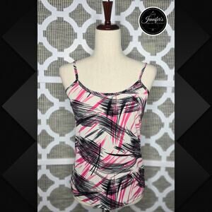 Clear Sky NWT White Pink Black Adjustable Tank Top Size Medium